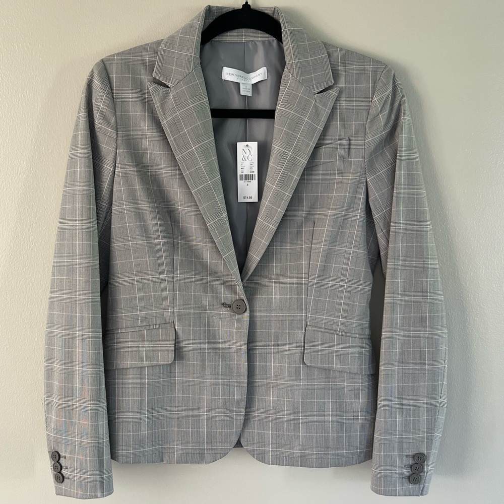 NWT Women’s New York & Co. Plaid Single-Button Blazer Suit Jacket